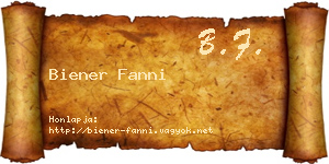 Biener Fanni névjegykártya